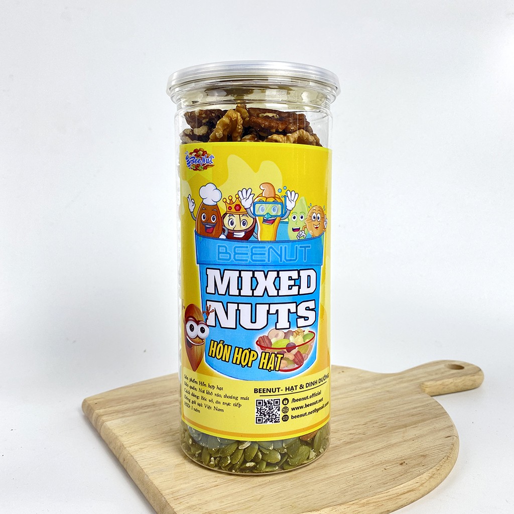 Mixed Nut 5 loại hạt dinh dưỡng (500g) - Các loại hạt (Macca, Hạnh Nhân, Óc Chó, Hạt Điều, Hạt Bí Xanh) - BeeNut