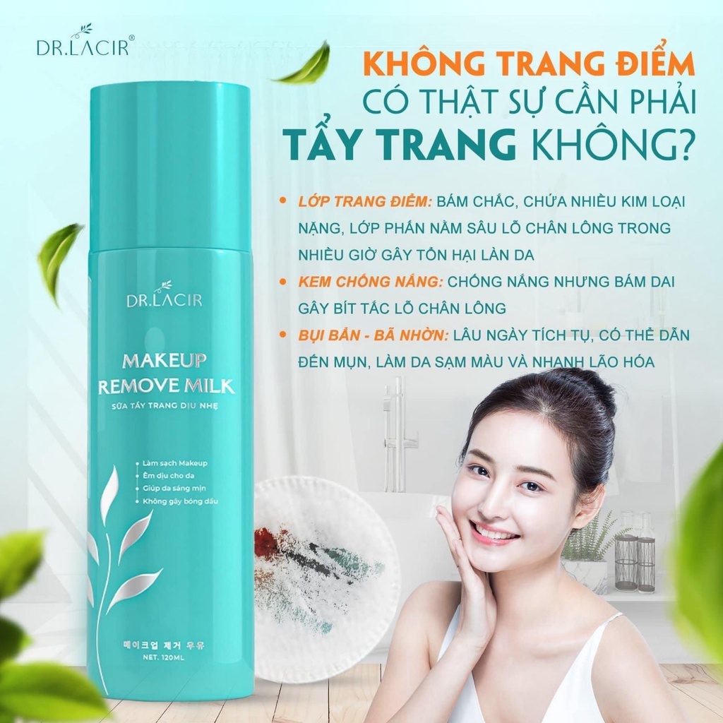 Sữa tẩy trang Dr Lacir Great86 tẩy trang dịu nhẹ Dr Lacir thu nhỏ lỗ chân lông sạch lớp trang điểm bụi bẩn 120ml