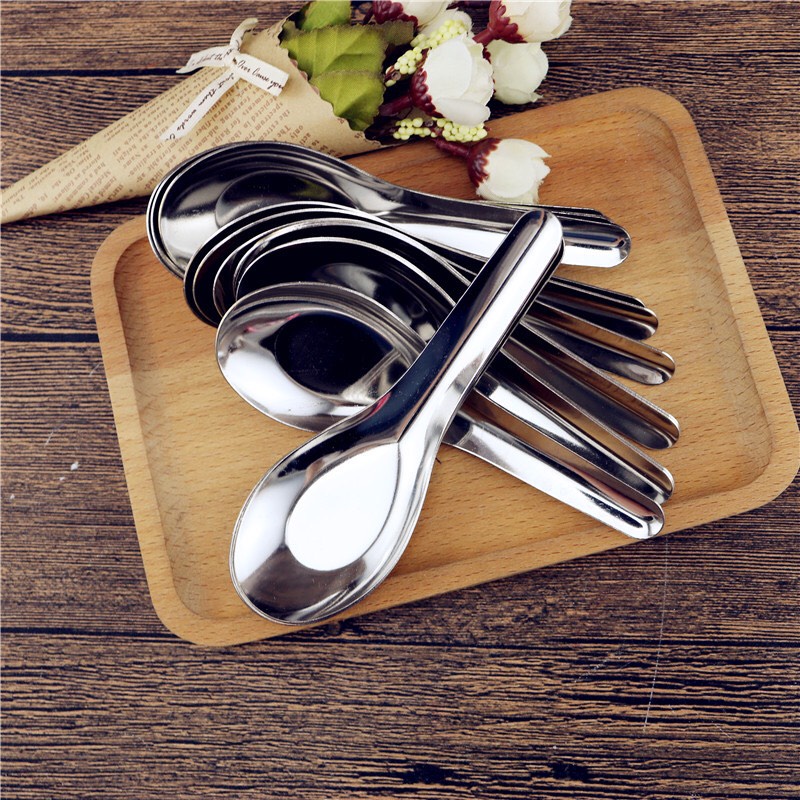 Combo 5 Thìa inox ăn phở cơm cháo súp cán dài dày dặn chắc chắn