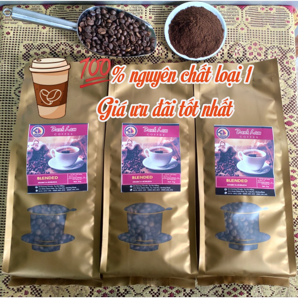 1KG Cà phê nguyên chất phối Ara+Rô Gu Đậm - Coffee Danh Lam