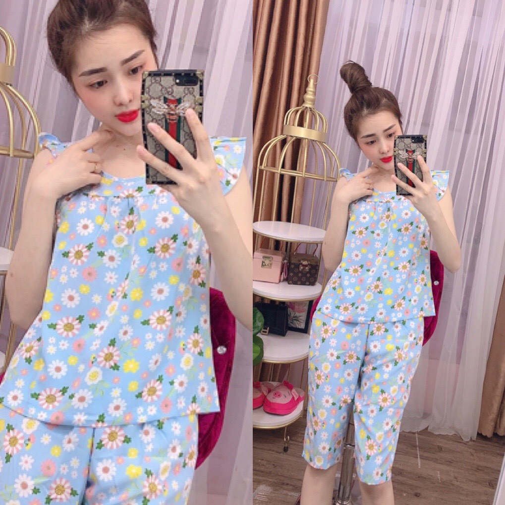 SET BỘ LỤA HOA NHÍ TAY CÁNH TIÊN DỄ THƯƠNG, GIAO HOA NGẪU NHIÊN - CÓ SIZE 40-75KG - LUA04