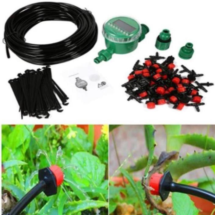 Combo bộ tưới cây tự động gồm 30 đầu tưới nhỏ giọt, 30m dây dẫn nước, 01 đồng hộ đặt thời gian tưới tự động và phụ kiện