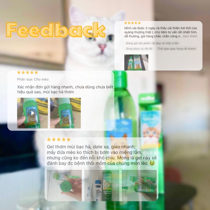 Gel vệ sinh răng miệng cho mèo Tropiclean trị hôi miệng và đánh bay mảng bám 118ml - xuất xứ Mỹ