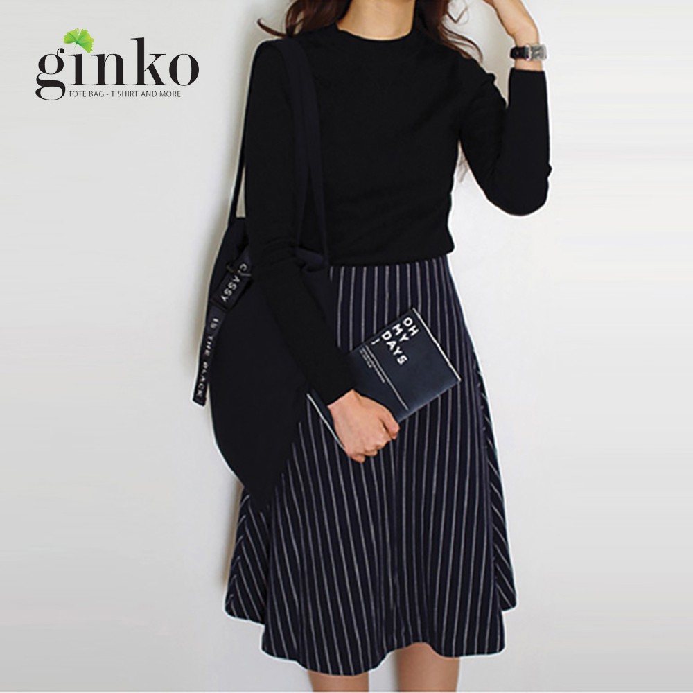 [Mã BMBAU50 giảm 50K đơn 150K] Túi Vải Tote Ginko Phong Cách Hàn Quốc in chữ Classy Is The Black