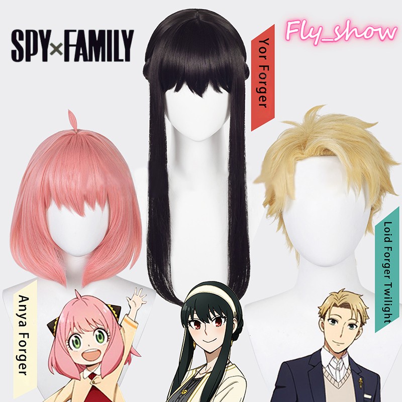 Tóc giả ngắn/ dài màu đen/ hồng/ vàng kháng nhiệt hóa trang nhân vật Yor Forger Spy X Family