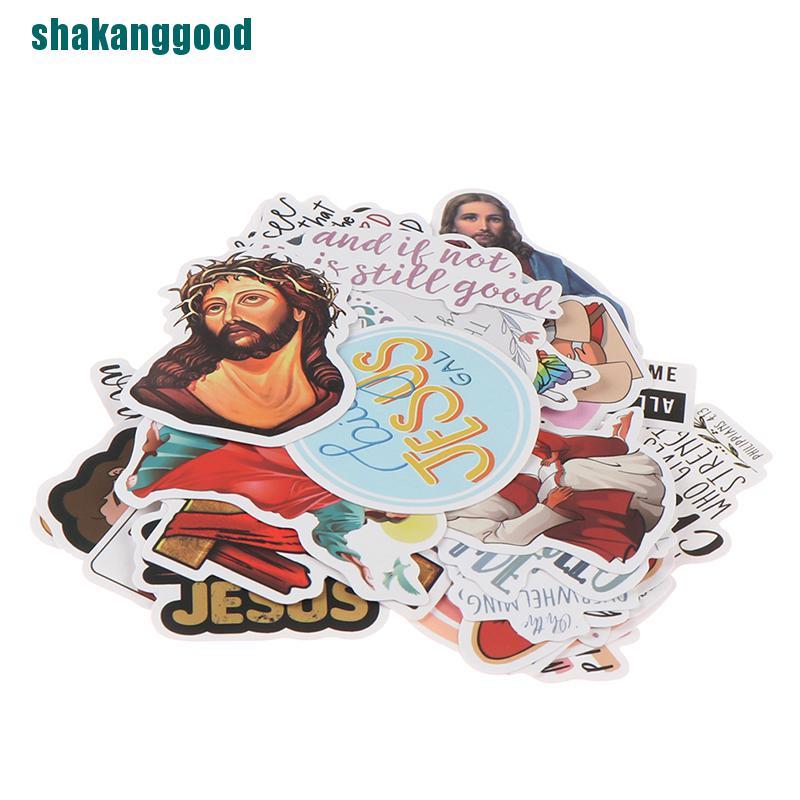 Set 50 Sticker Dán Trang Trí Laptop / Va Li Hình Chúa Jesus