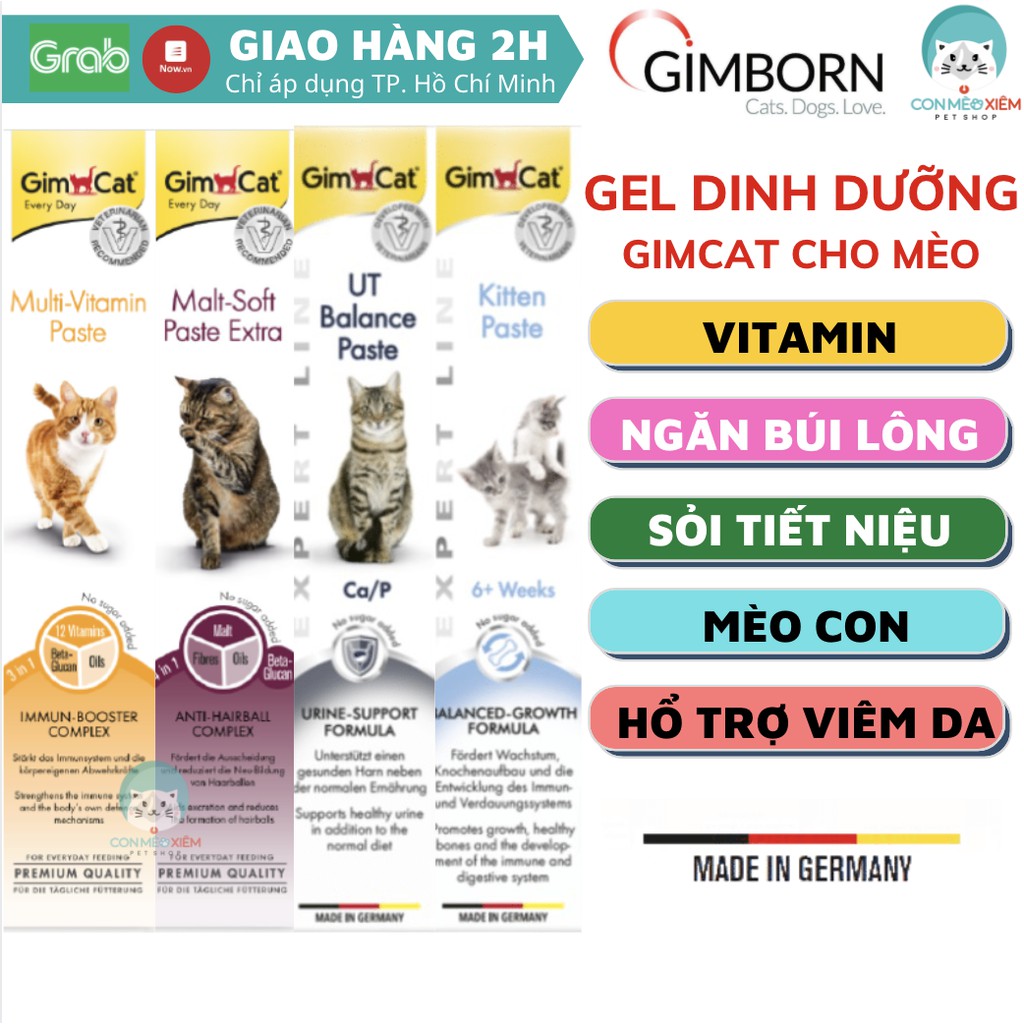 Gel dinh dưỡng cho mèo GimCat 50g, vitamin mèo con tiết niệu búi lông viêm da thư giãn tiêu hoá ngủ ngon Con Mèo Xiêm