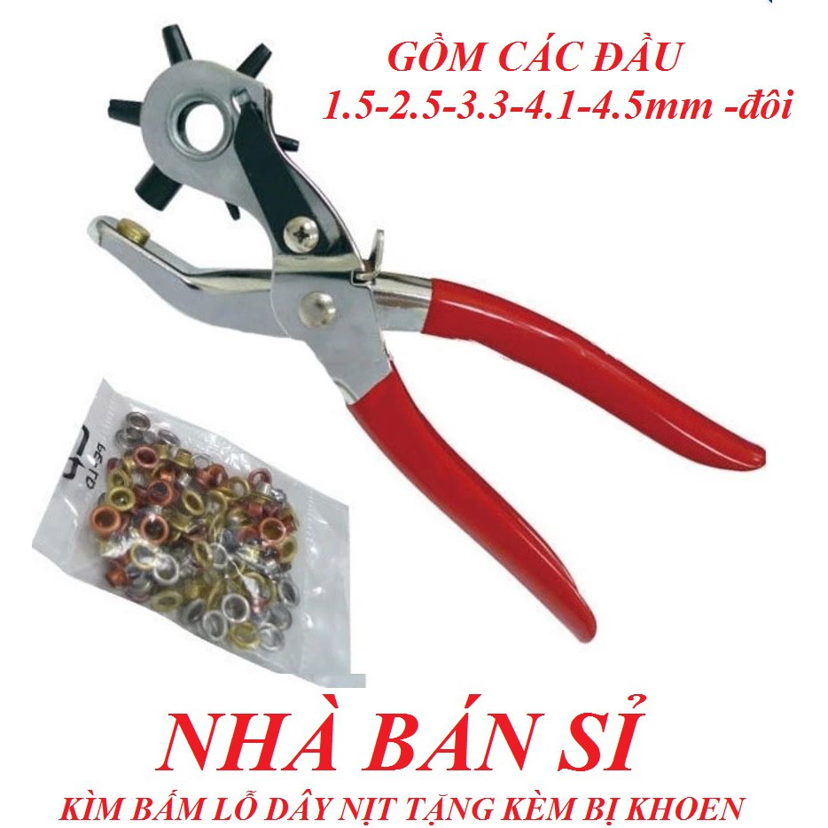 Kềm Bấm Lỗ, Kìm Bấm Lỗ Dây Nịt, Thắt lưng, Dây Nịch Cao Cấp TOP Tặng Kèm Khoen Oren Đa Năng (chính hãng)