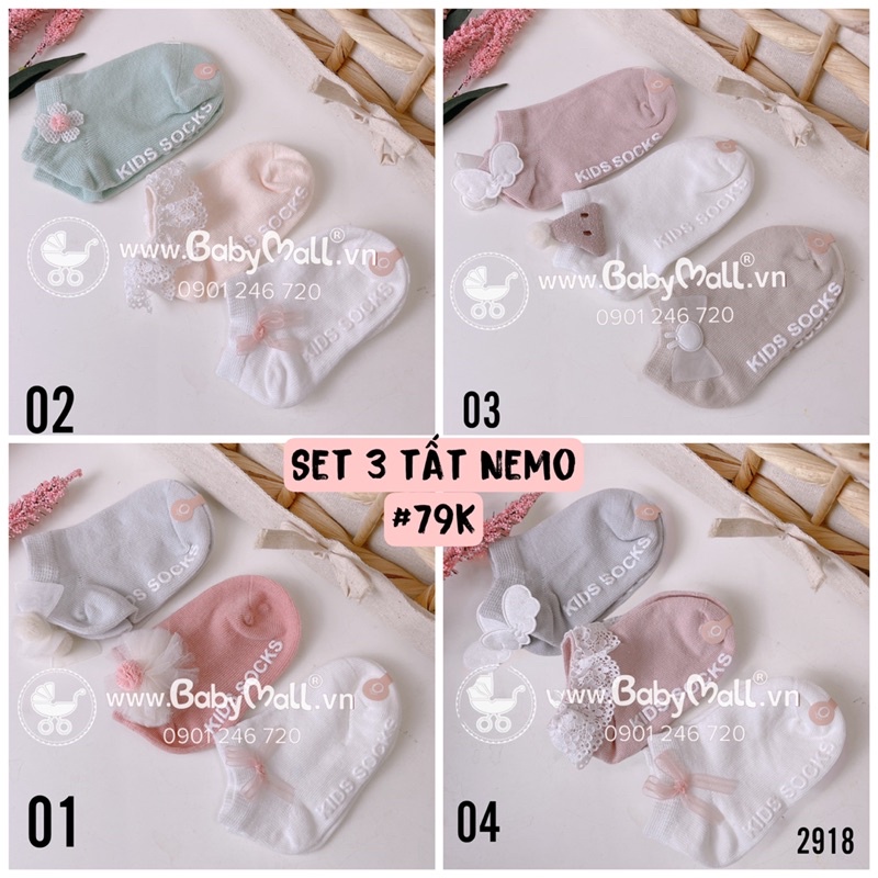 Set 3 đôi tất sơ sinh NEMO BABY 2918 (ship ngẫu nhiên)