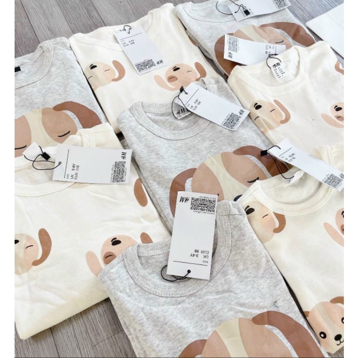 Combo 2 bộ dài tay in hình chú cún cho bé