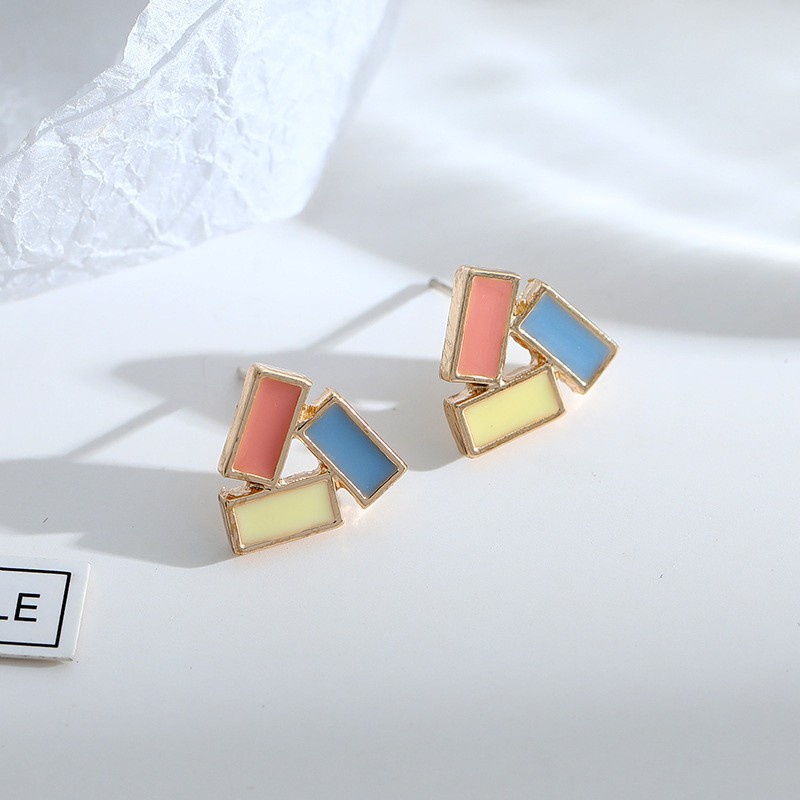 Bông Tai Mạ Bạc 925 Thiết Kế Hình Học Đơn Giản Thời Trang