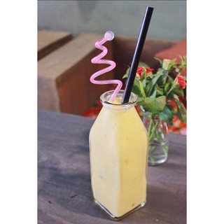 Chai lọ thủy tinh vuông đựng nước ép trái cây, sinh tố, trà sữa... 300ml