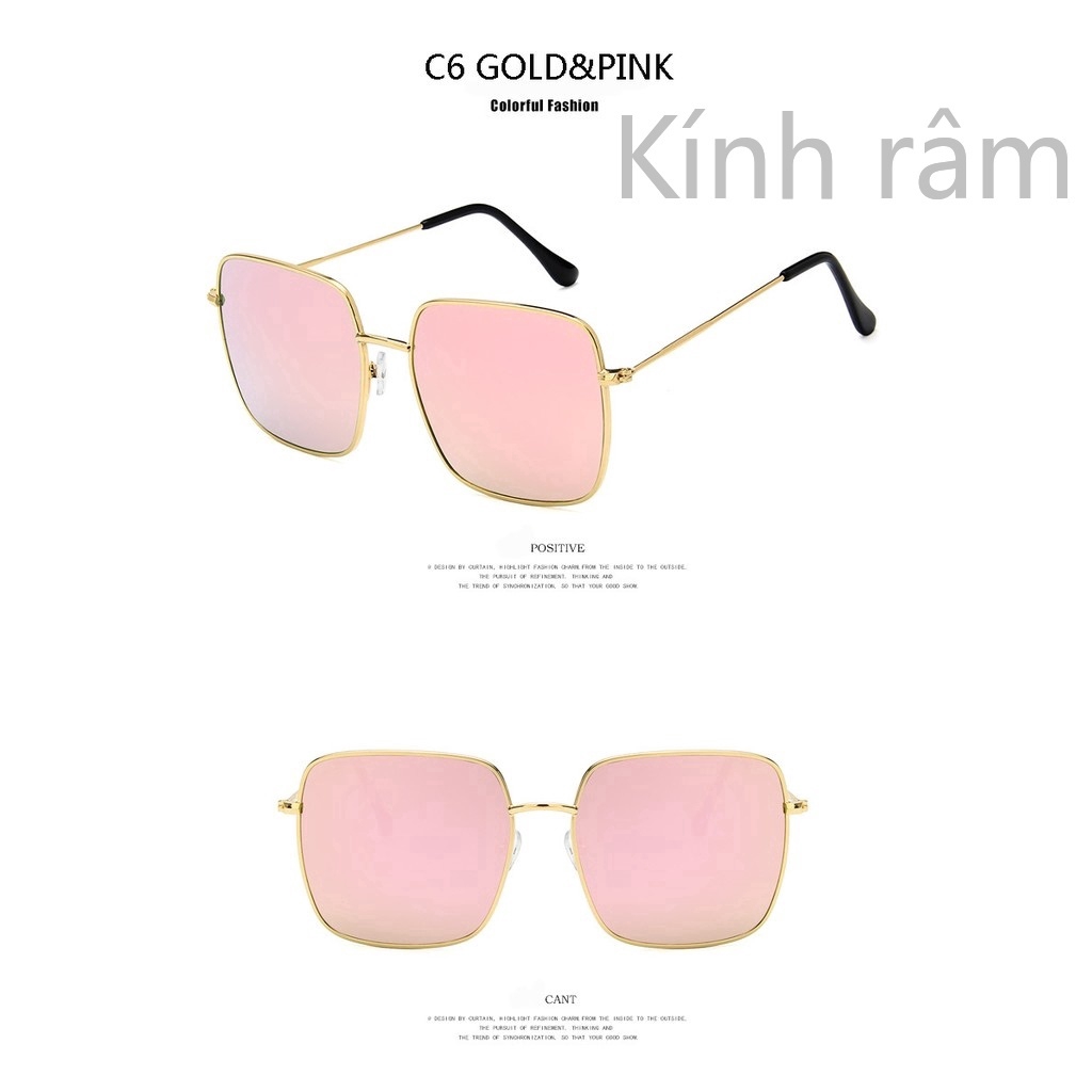 Kính mát gọng kim loại dáng vuông thiết kế đơn gỉan sành điệu cho nữ