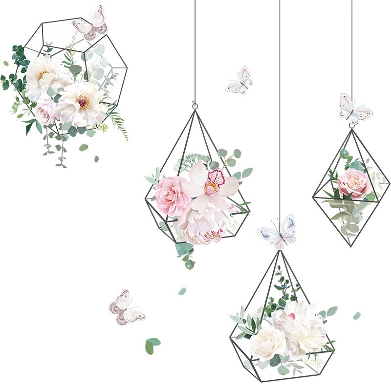 1 Miếng Dán Tường Trang Trí Tự Dính Họa Tiết Giỏ Hoa Chống Thấm Nước DIY