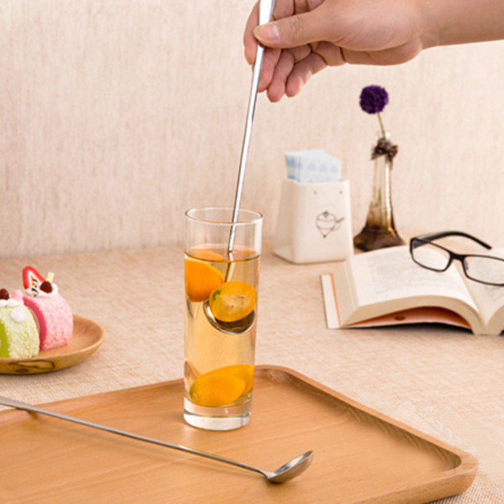 Muỗng Cà Phê Bằng Thép Không Gỉ Cán Dài Nhiều Màu Sắc