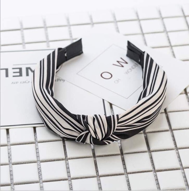 Bờm nữ bản to kẻ 2 mầu xanh và đen Song An Eco BN25