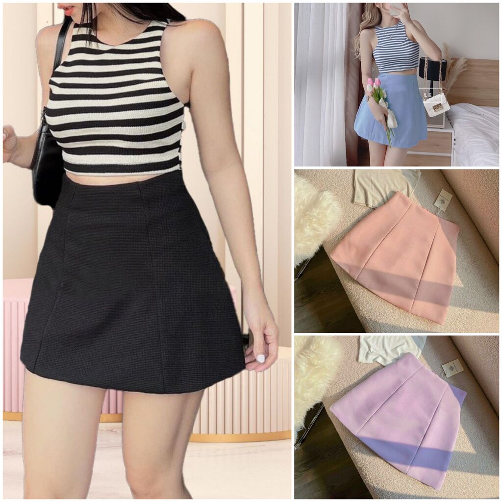 Chân Váy Chữ A Ngắn Công Sở Có Quần trong Cạp Lưng Cao Liền Dáng ôm xòe nhẹ Chân váy ulzzang nữ màu nâu đen kiểu hàn đẹp