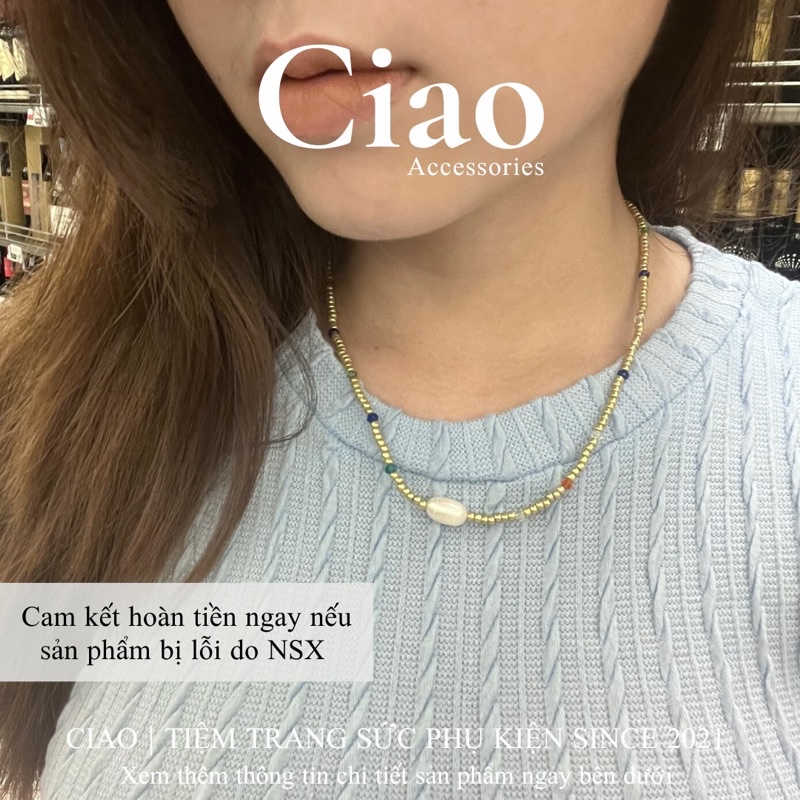 [HOẢ TỐC 1H] Dây chuyền/ Vòng cổ hạt cườm kết hợp hạt trai nước ngọt thiết kế mới lạ Olivia Ciao