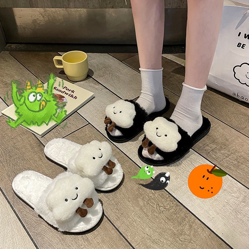 Dép bông đi trong nhà chống trượt hình đám mây xinh xắn cho nữ