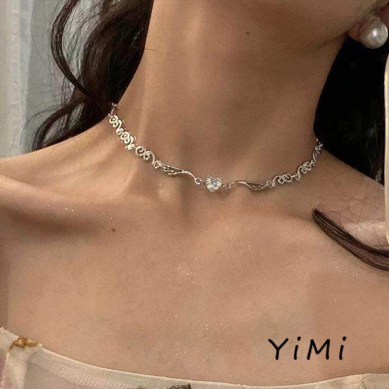 🍓Vòng Cổ Choker Mặt Hình Cánh Thiên Thần Trái Tim Đính Kim Cương Giả Phong Cách Cổ Điển Thời Trang Dành Cho Nữ
