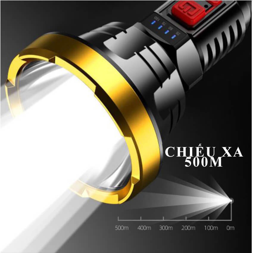 Đèn pin cầm tay siêu sáng cáp sạc micro USB chiếu xa 500m đèn pin L826