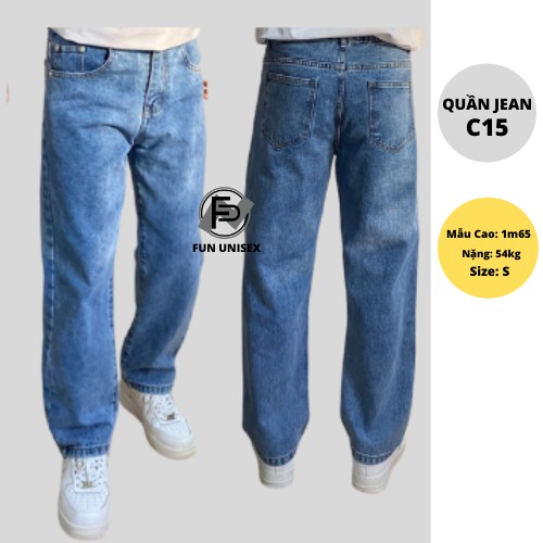 [Tự Chụp] Quần jean vải loại sịn ống suông ống rộng, mềm mại, chuẩn form màu xanh C15 | BigBuy360 - bigbuy360.vn