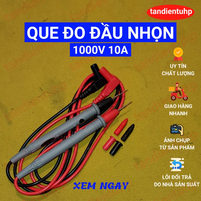 QUE ĐO ĐỒNG HỒ VẠN NĂNG ĐẦU : NHỌN, KẸP CÁ SẤU, ĐO LINH KIỆN DÁN...