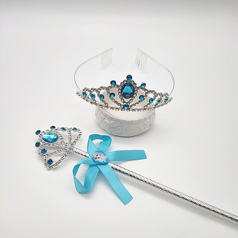 Kẹp Tóc Hình Vương Miện Công Chúa Elsa Đính Pha Lê Nhiều Màu Xinh Xắn Cho Bé Gái