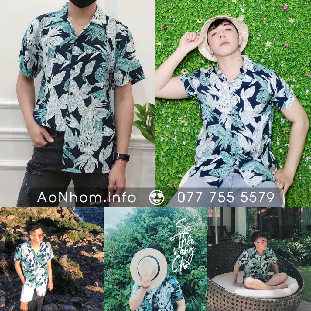 Áo Sơ Mi Hawaii Đi Biển Mềm Mát - Hoa Lá Tropical - Áo Đôi Đồng Phục Nhóm Lớp Team Building Hoạ Tiết Hoa Lá Trái Cây