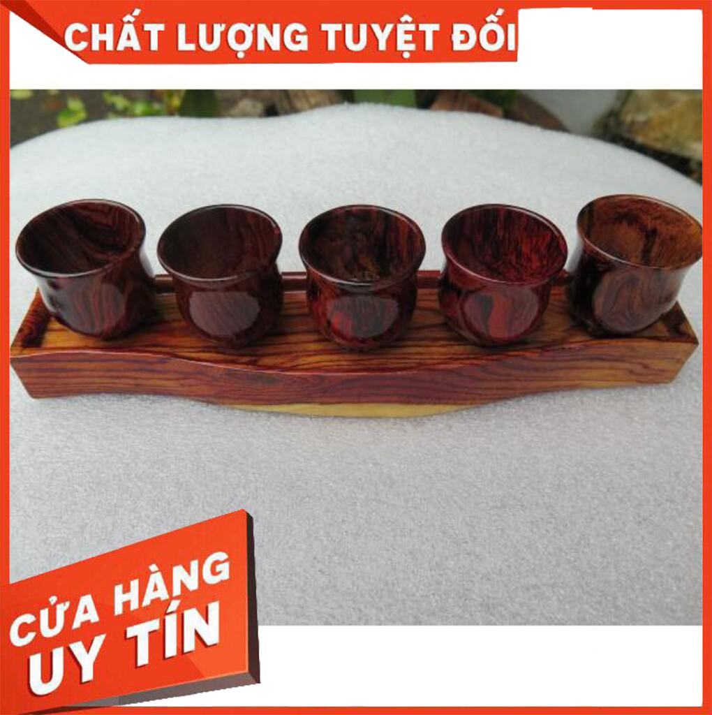 BỘ 5 LY NƯỚC THỜ CÚNG PHẬT ĐẾ KIỂU KHAY GỖ HƯƠNG ( 1.5x24x6 Ly Cao 3.5, Đường Kính 4 ) Nội Thất
