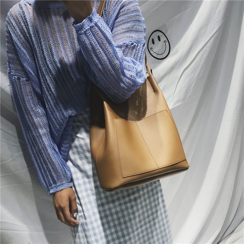 Túi tote da quai mảnh vừa A4- tặng kèm ví - P037