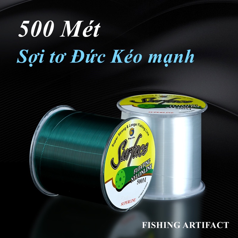 Dây câu cá biển nylon phủ Fluorocarbon 500m siêu bền chất lượng cao