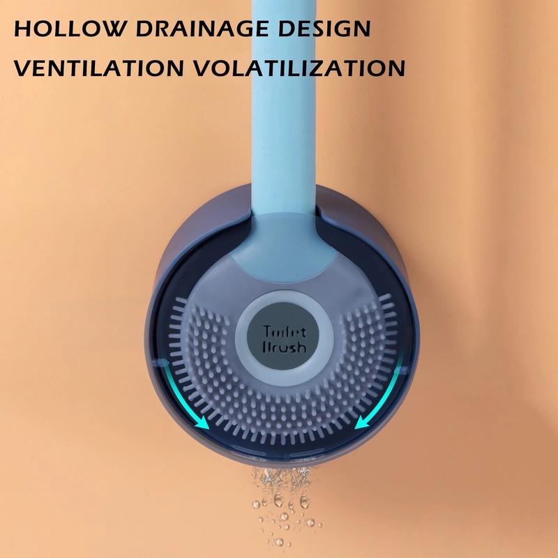Bàn Chải Vệ Sinh Toilet Hình Kẹo Mút Bằng Silicon Có Giá Đỡ Gắn Tường Không Cần Khoan Tường