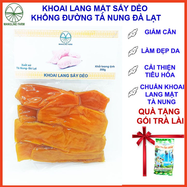 Khoai lang sấy dẻo không đường Mangline Farm Đà Lạt 250g đồ ăn vặt giảm cân hiệu quả thơm ngon đặc sản Đà Lạt