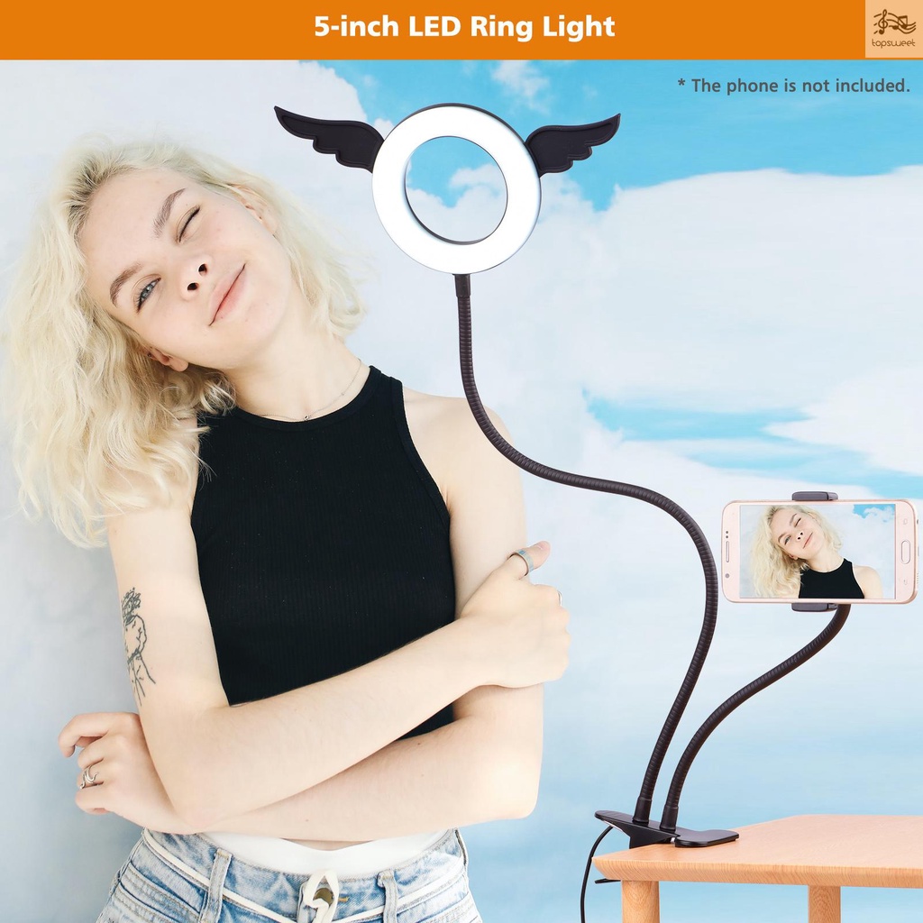 Vòng Đèn LED Andoer 5-inch 3800K-6800K 3 Màu Có Thể Điều Chỉnh Độ Sáng Kèm Giá Đỡ Điện Thoại | BigBuy360 - bigbuy360.vn