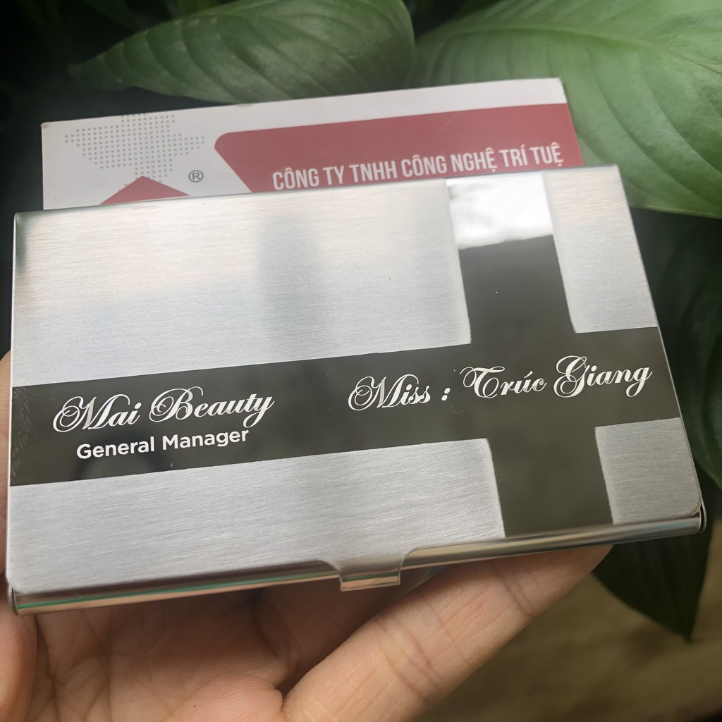 Hộp Đựng Name Card Inox Hoa Văn Vân Kẻ Ngang NC063- Trí Tuệ