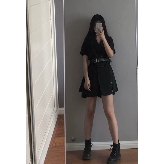 Set váy vest đen kèm 3 phụ kiện