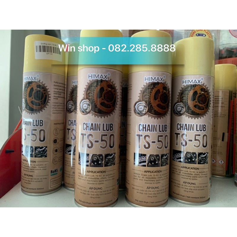 Chai xịt bôi trơn, bảo dưỡng sên xích Exciter, Winner, xe PKL sên phốt cao su TS-50 (300ml)