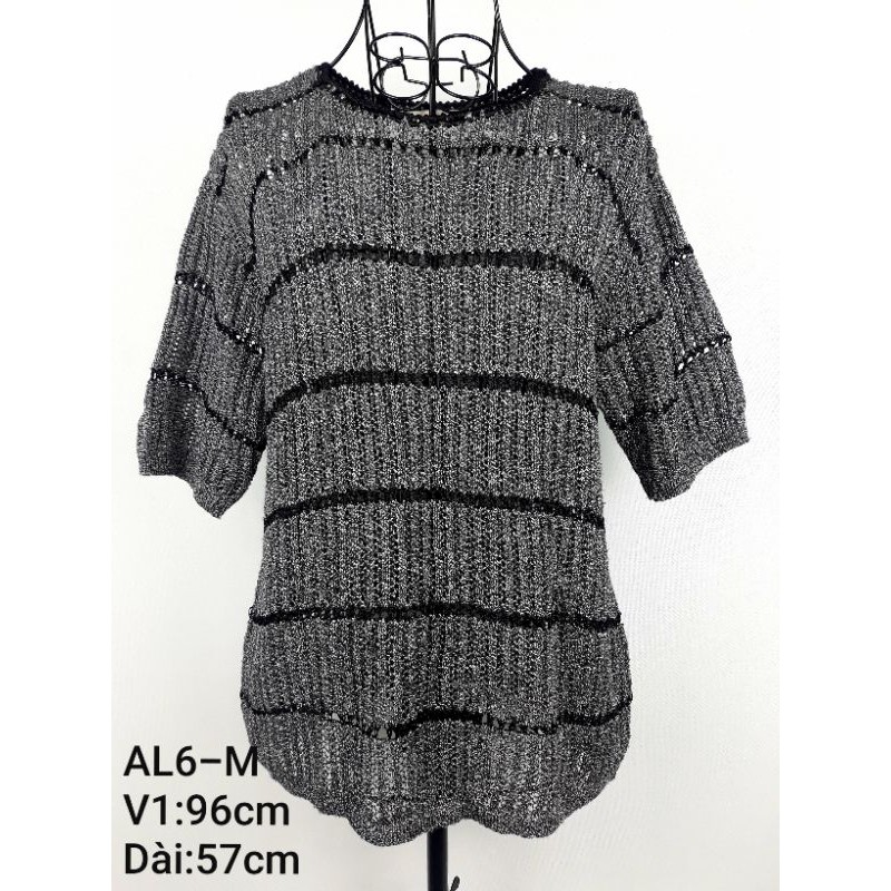 Áo len đen dạng đan, secondhand Nhật. Nhãn hiệu RICHE BEAU, size XL #hàng_si_tuyển #freeshipextra