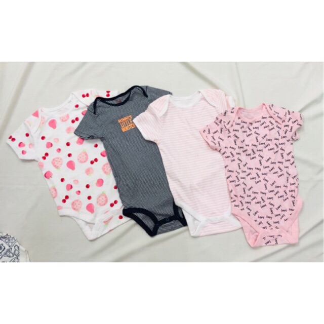 Set 4 body chip cộc tay xuất dư cotton trộn các hãng- Bodysuit cho bé sơ sinh 0-36 tháng ( 3M,6M,9M,12M,18M,24M,36M)