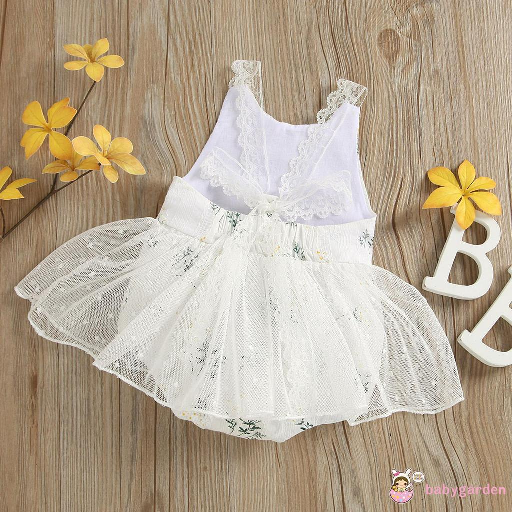 Áo Liền Quần Cổ Chữ U Phối Ren Cho Bé Gái