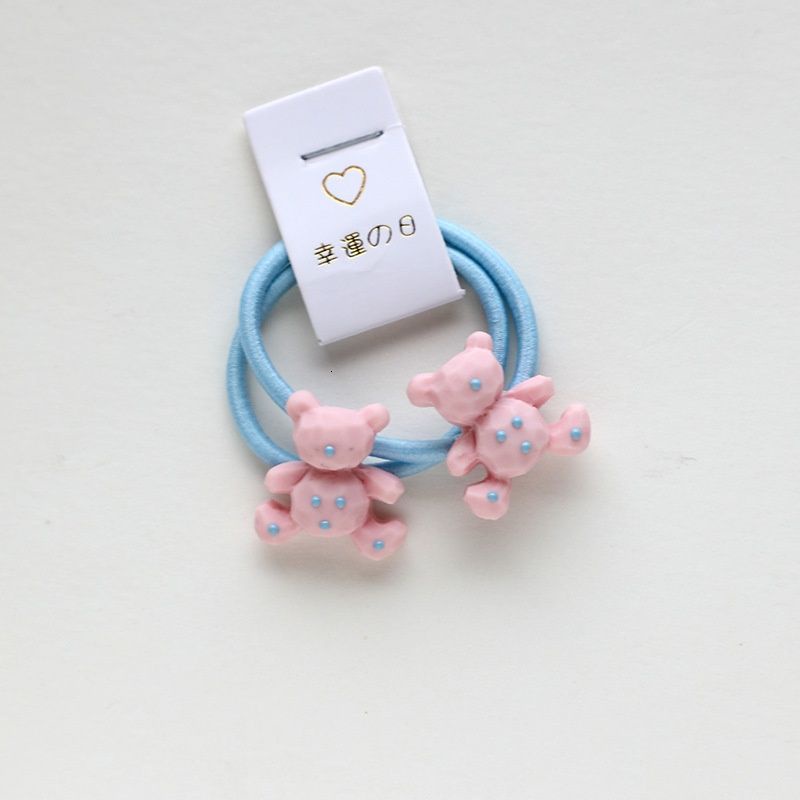 Set 2 Dây Cột Tóc Co Giãn Hình Hoa / Gấu Dễ Thương Cho Bé Gái
