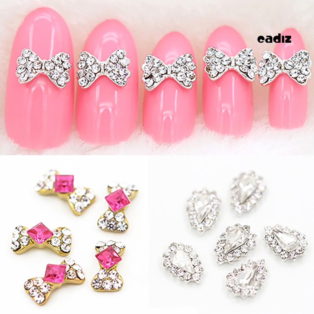 [Hàng mới về] Bộ 10 Hạt Đính Trang Trí Móng Hình Nơ 3d Xinh Xắn Cho Nữ