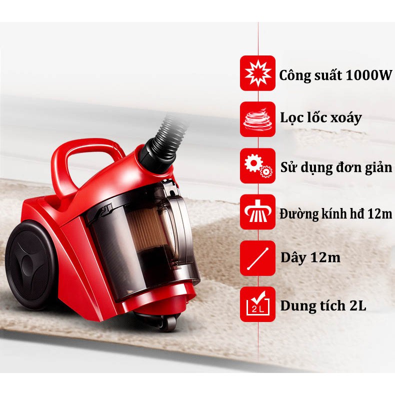 Máy hút bụi gia đình đa năng công suất lớn 1000w thiết kế gọn nhẹ hút được mọi thứ, ngóc ngách trong gia đình của bạn