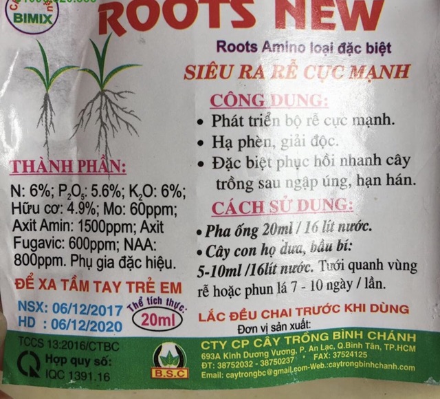 Bimix Super Roots - Dung dịch kích rễ đậm đặc (Ống: 20ml)