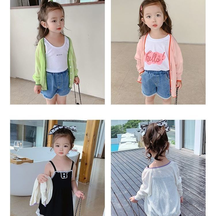 [Hàng Mới Về] Áo Khoác Cardigan Mỏng Nhẹ Thoáng Khí Thoải Mái Thời Trang Mùa Hè Cho Bé Gái