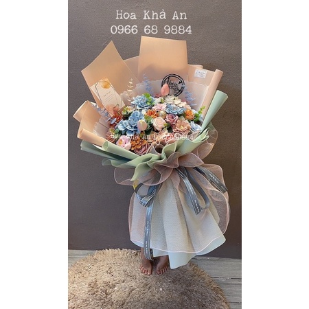 Bó hoa sáp mix lụa cao cấp. Thiết kế nhà Khả An. Ship hoả tốc nội thành