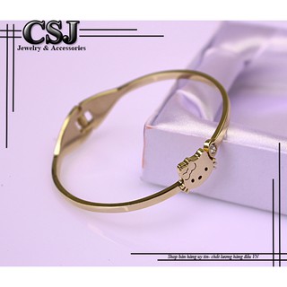 Vòng tay titan con mèo kitty màu vàng 24k đẹp giá rẻ nhất HCM
