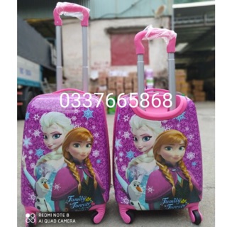 VALI KÉO IN 2 MẶT HÌNH  2 CÔNG CHÚA ELSA TÍM 18INCH CHO BÉ GÁI