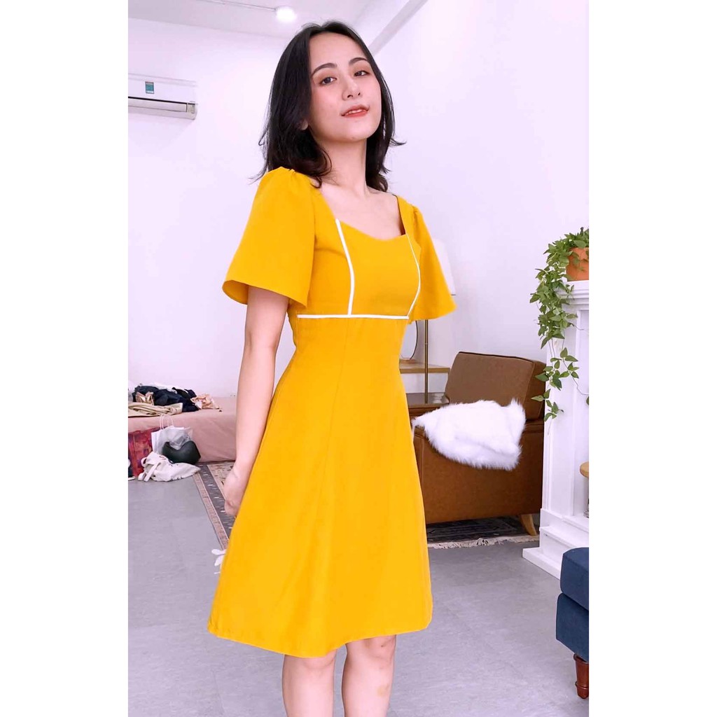 [Mã FAGREEN245 giảm 10% tối đa 30K đơn 99K] Đầm công sở màu vàng siêu tôn dáng | BigBuy360 - bigbuy360.vn